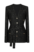 Emilia Sequin Embellished Cardigan - Black Flowering Girl