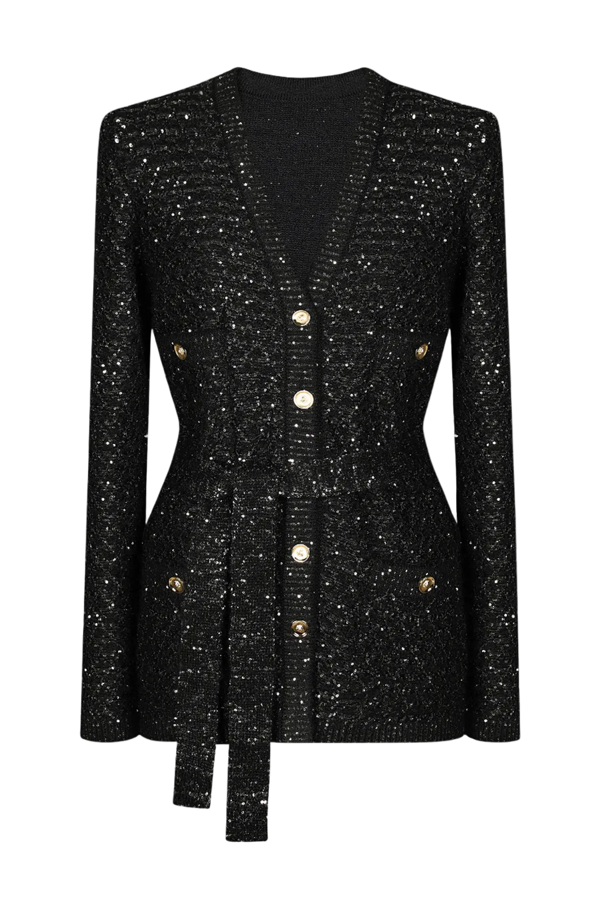 Emilia Sequin Embellished Cardigan - Black Flowering Girl