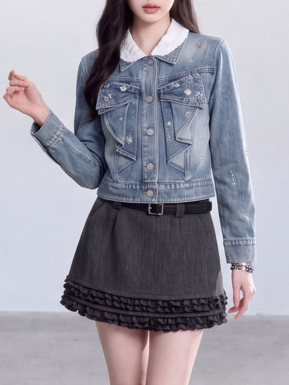 Milka Blue Denim Jacket Flowering Girl