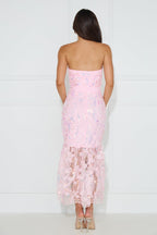 Girly Charms Strapless Midi Dress Pink Flowering Girl