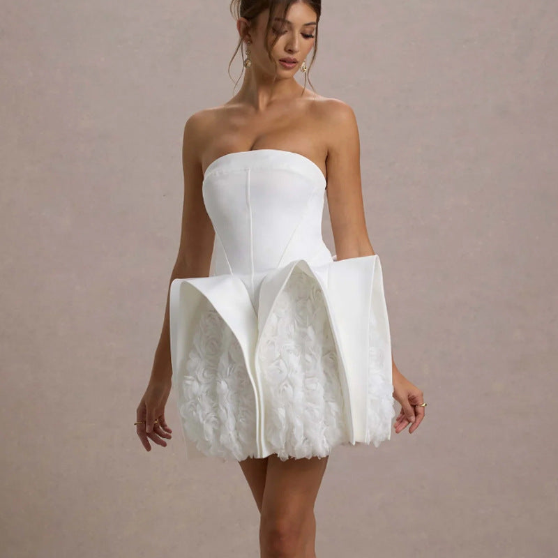 Calais Strapless Flower Mini Dress Flowering Girl