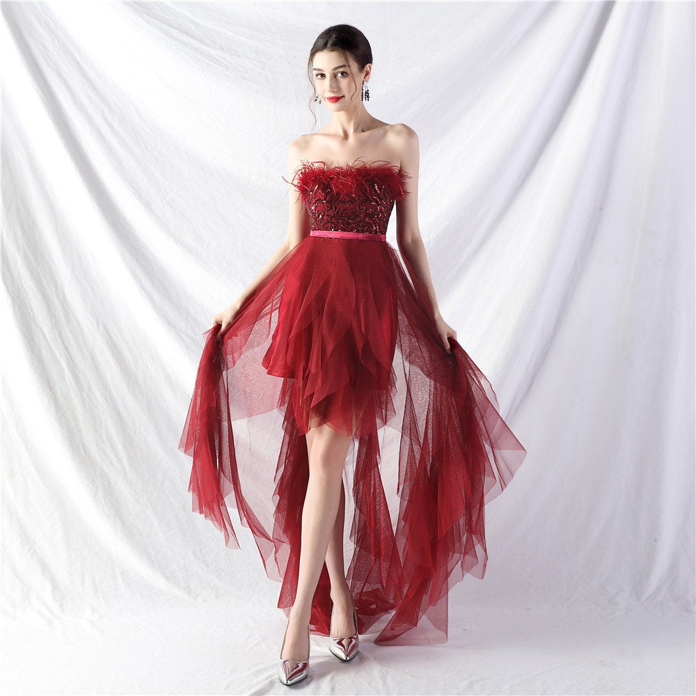 Strapless Sequin Tulle Midi Dress Flowering Girl