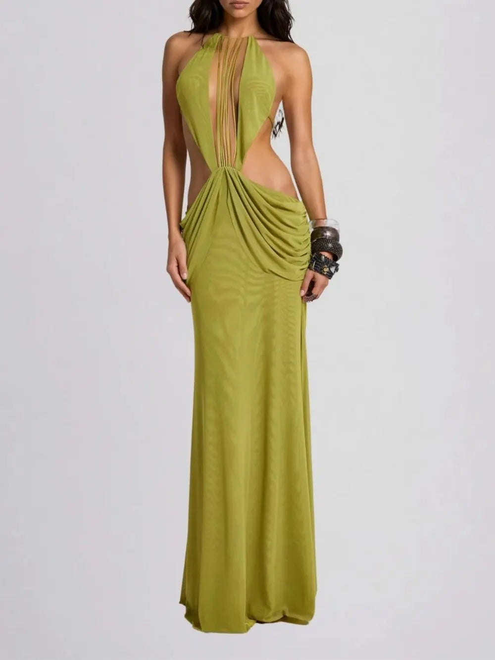 Fervik Backless Draped Maxi Dress Flowering Girl