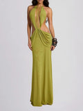 Fervik Backless Draped Maxi Dress Flowering Girl