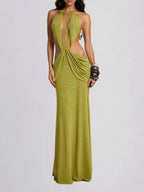 Fervik Backless Draped Maxi Dress Flowering Girl
