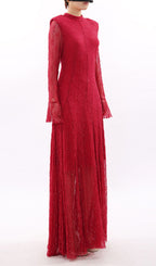 Janus Red Long Sleeve Maxi Dress Flowering Girl