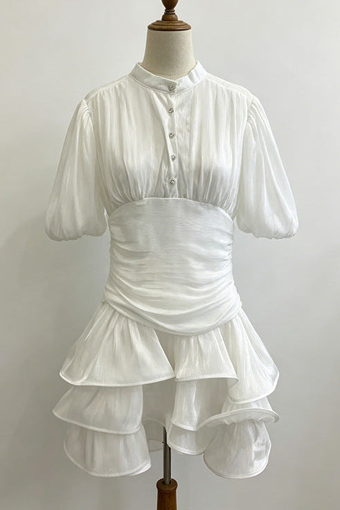 White Tiered Ruffle Mini Dress Flowering Girl