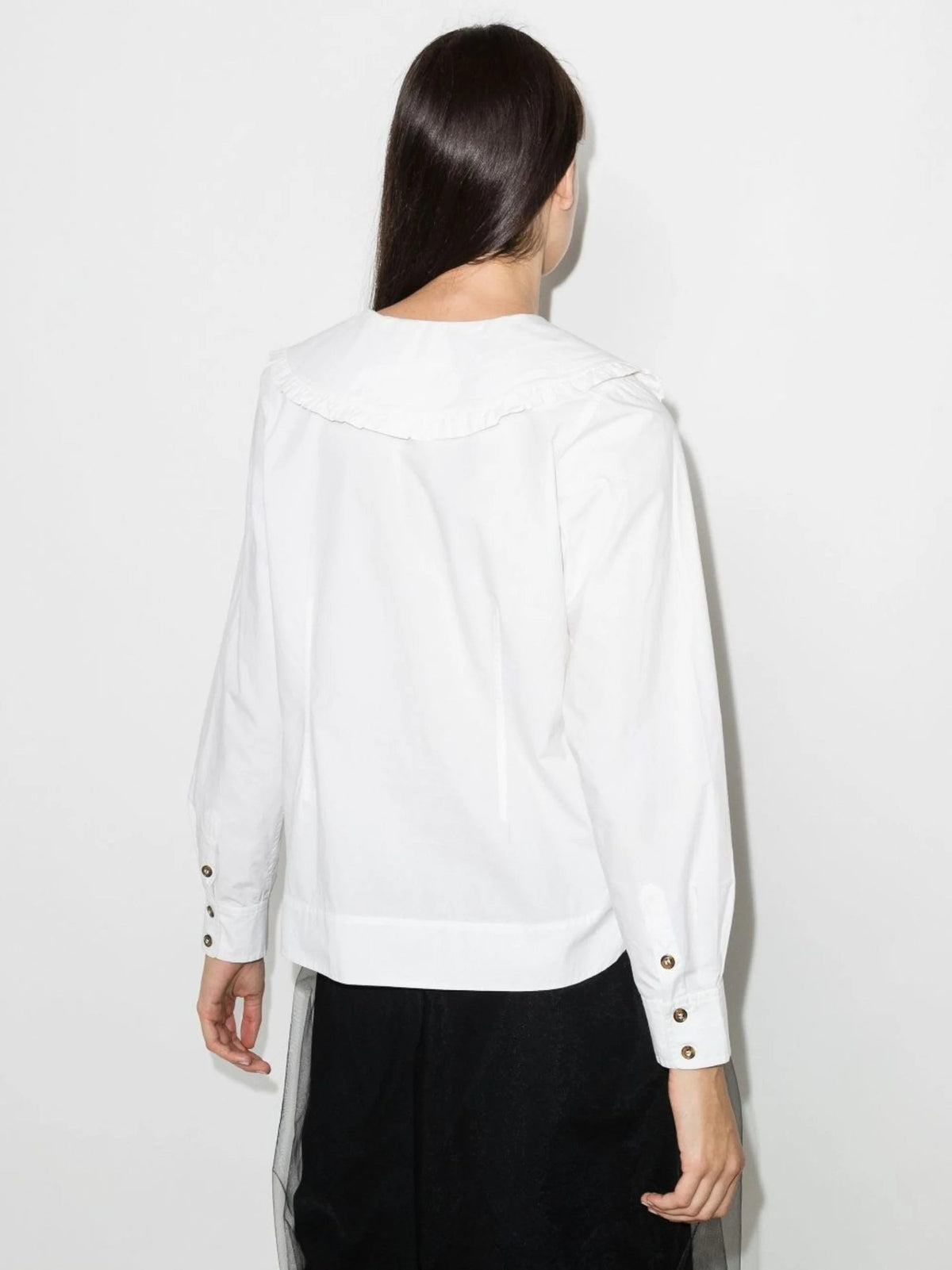WHITE OVERSIZED COLLAR COTTON BLOUSE Flowering Girl