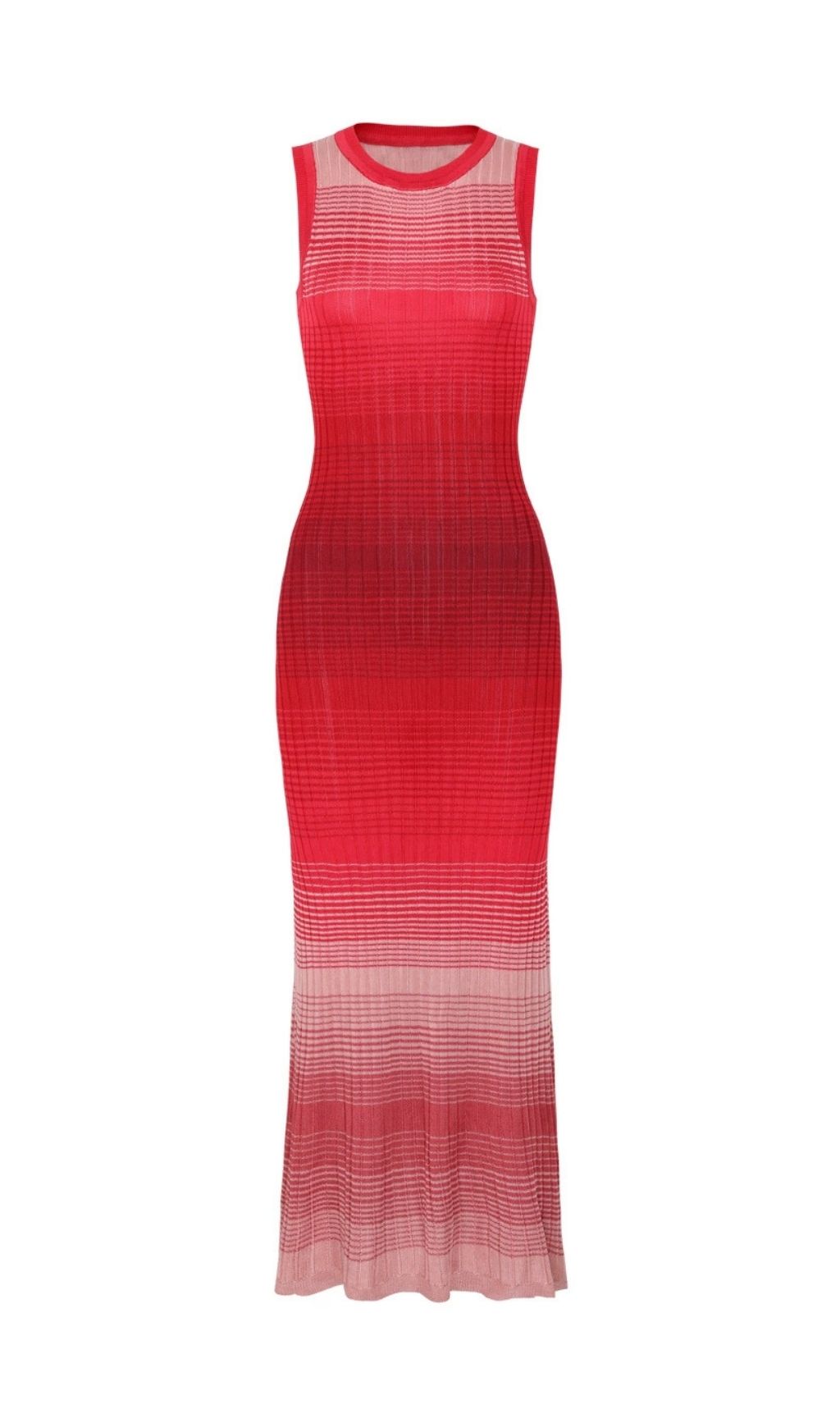Tie-Dye Knitted Maxi Dress In Red Flowering Girl