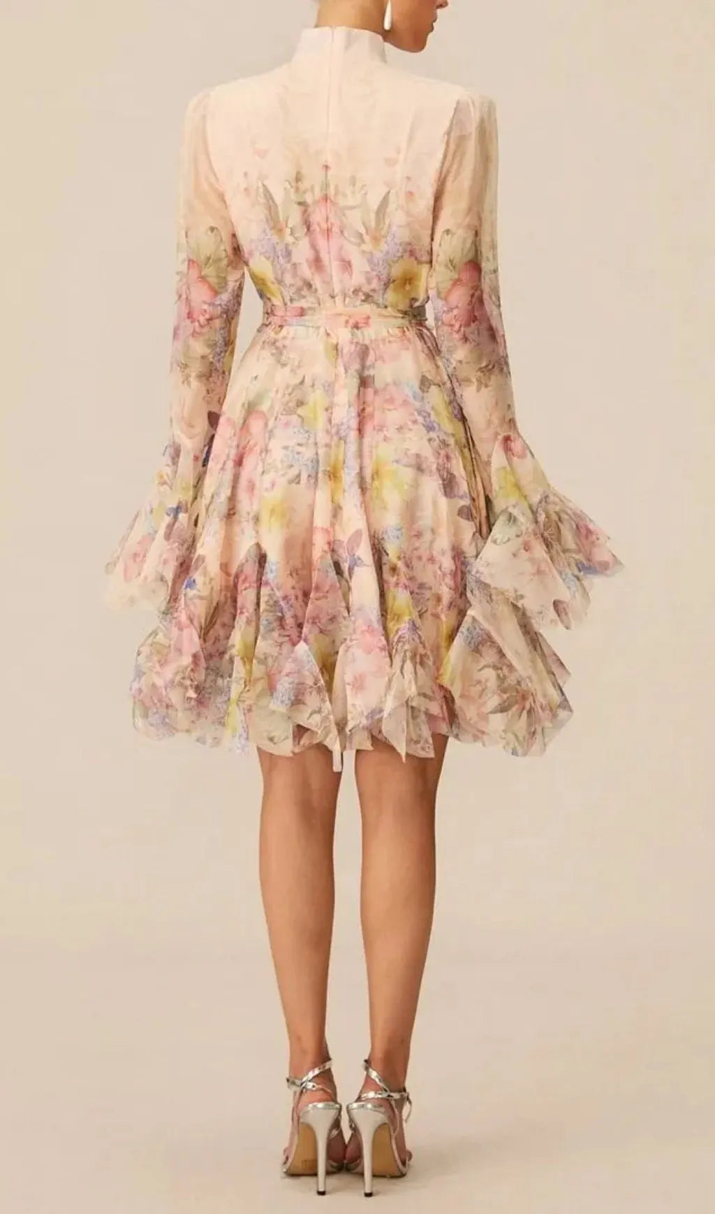 Lana Long Sleeve Chiffon Floral Mini Dress Flowering Girl