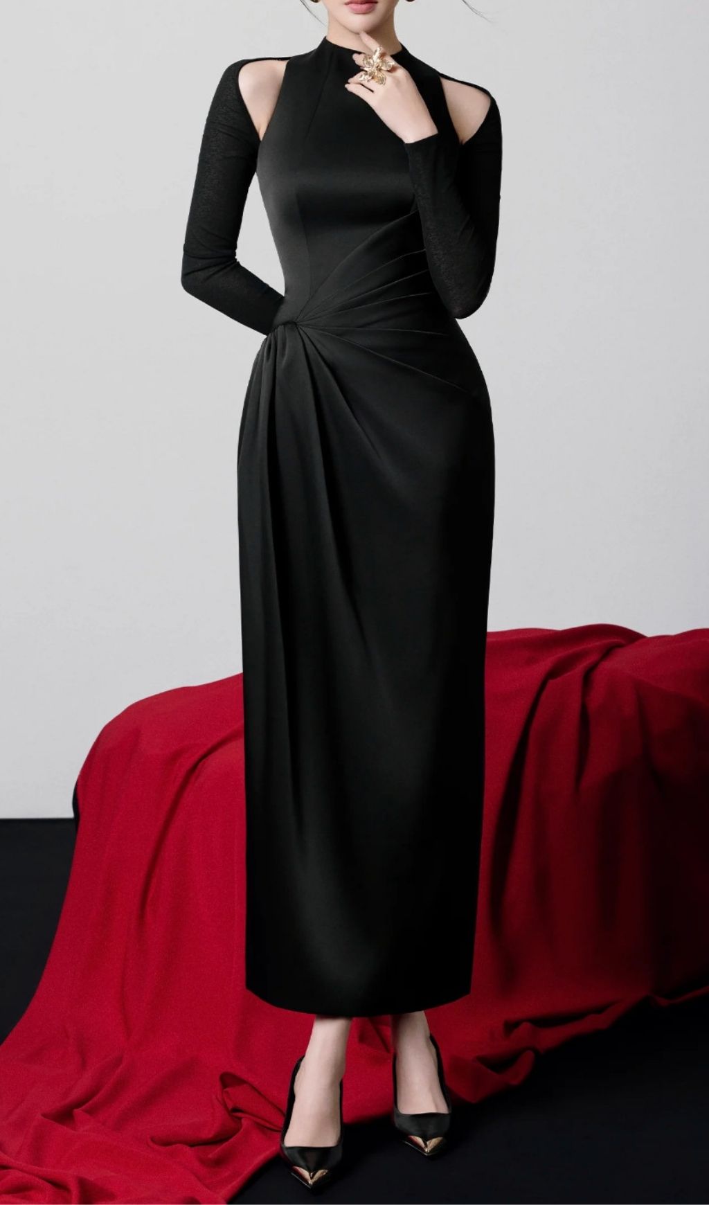 Kerryn Black Long Sleeve Maxi Dress Flowering Girl