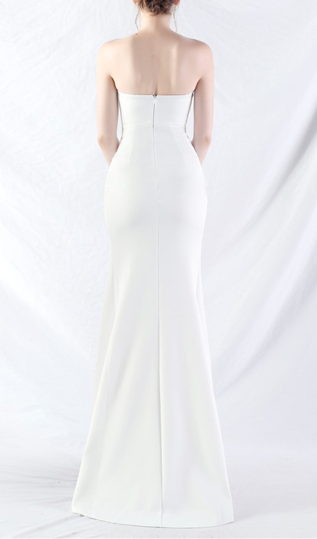 Chizue White Strapless Corset Split Maxi Dress Flowering Girl