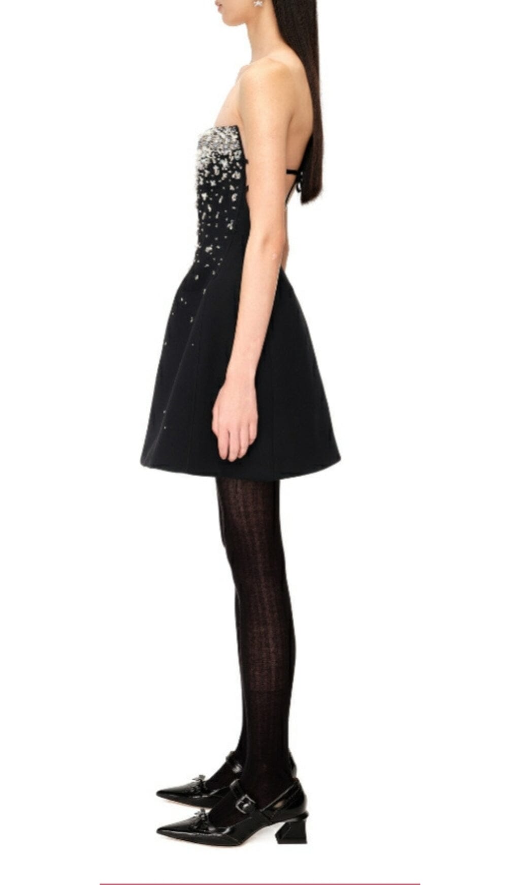 Crystal Beading Strapless Mini Dress In Black