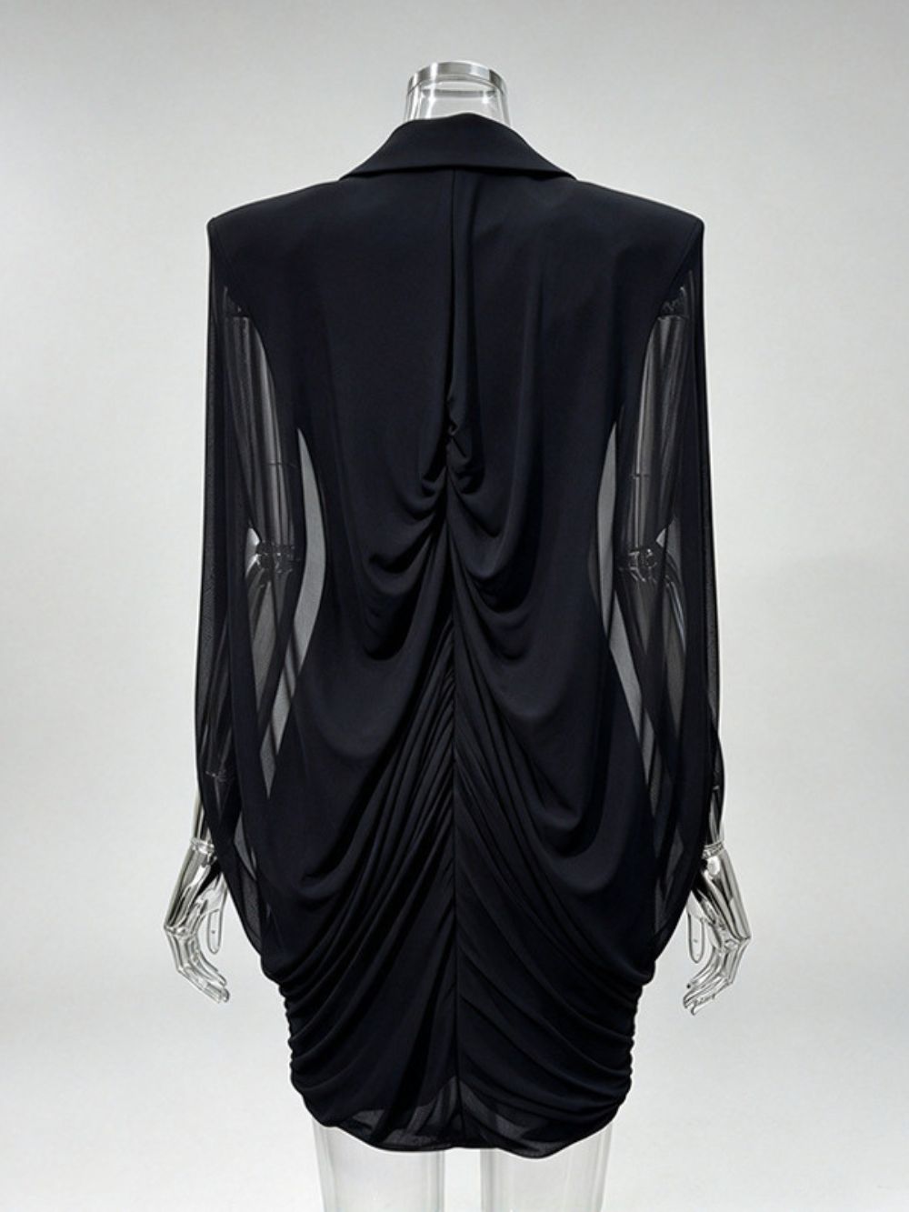 Murphy Black Ruched Bodysuit Mini Dress