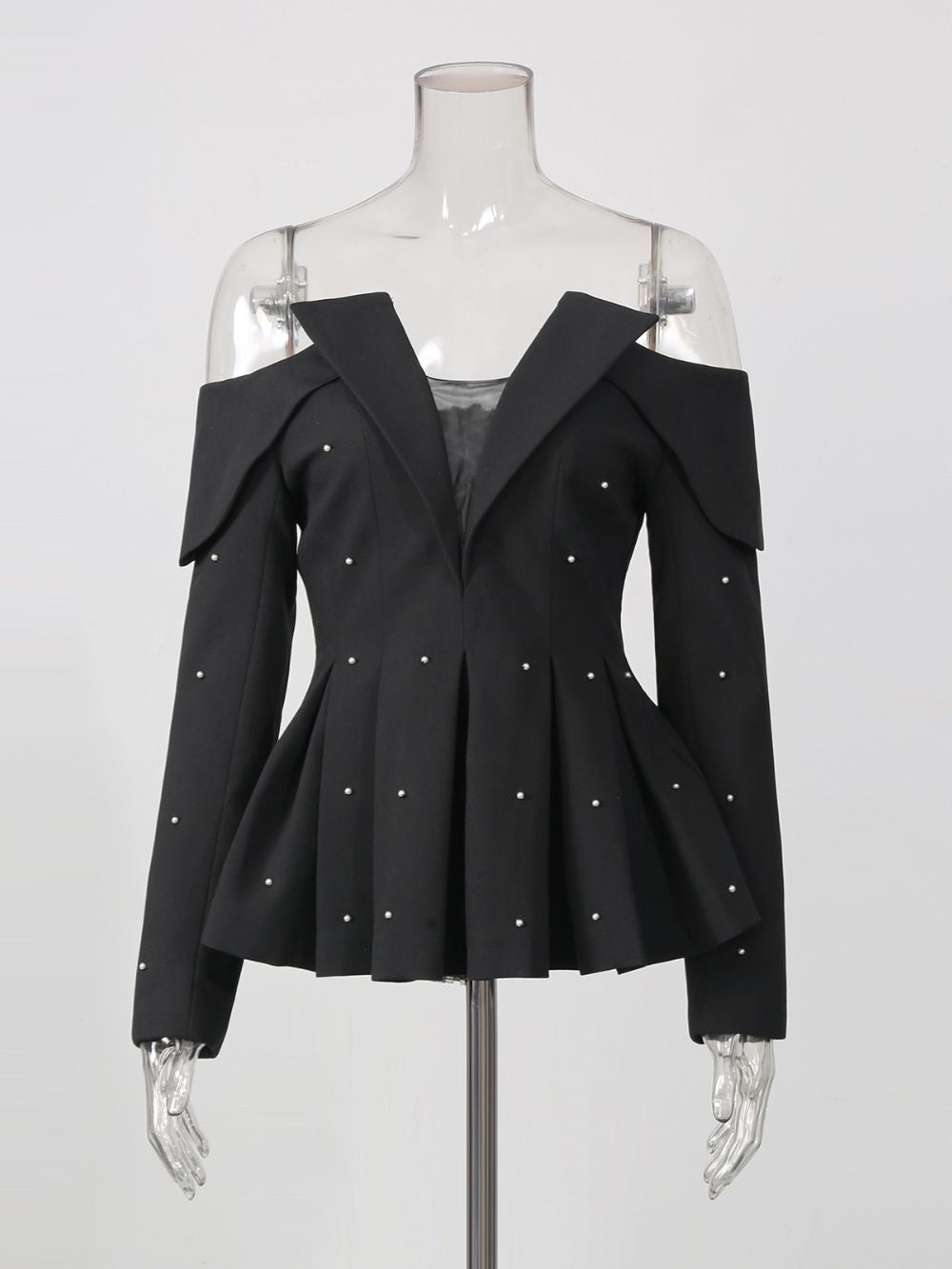 Naarah Off-Shoulder Beaded Blazer