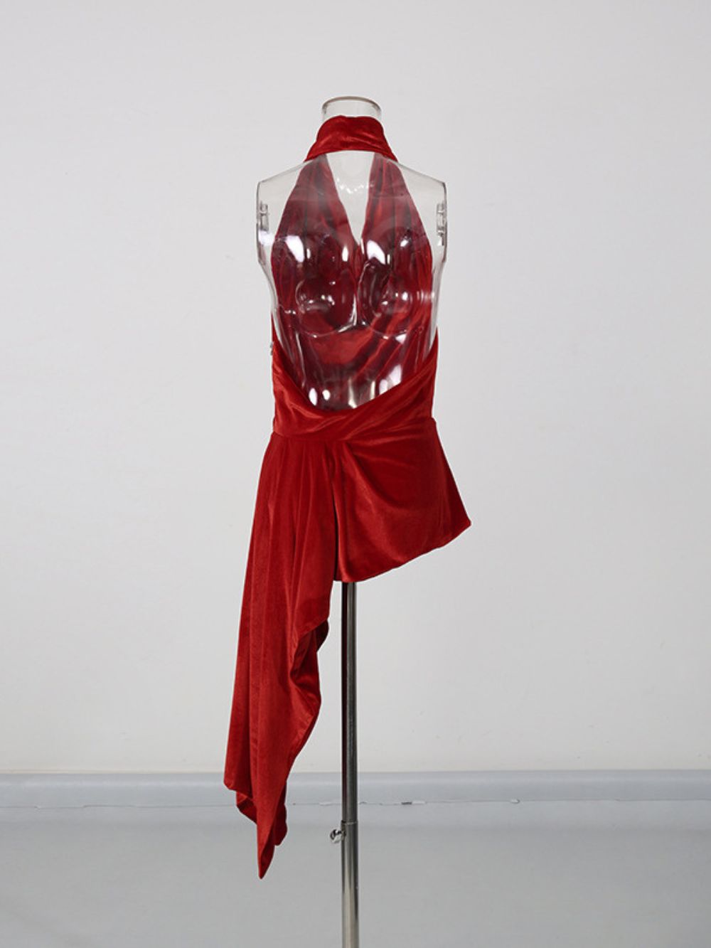 Monte Red Halter Velvet Top