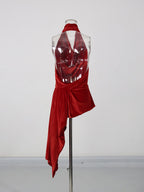 Monte Red Halter Velvet Top