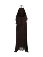 Myriam Coffee Halter Flower Maxi Dress