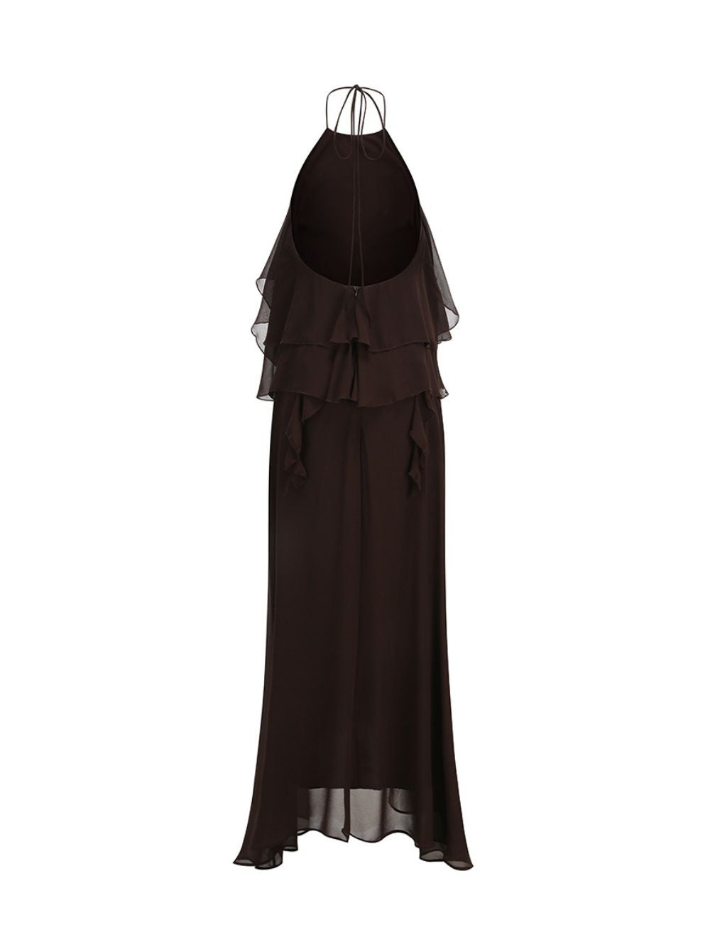 Myriam Coffee Halter Flower Maxi Dress