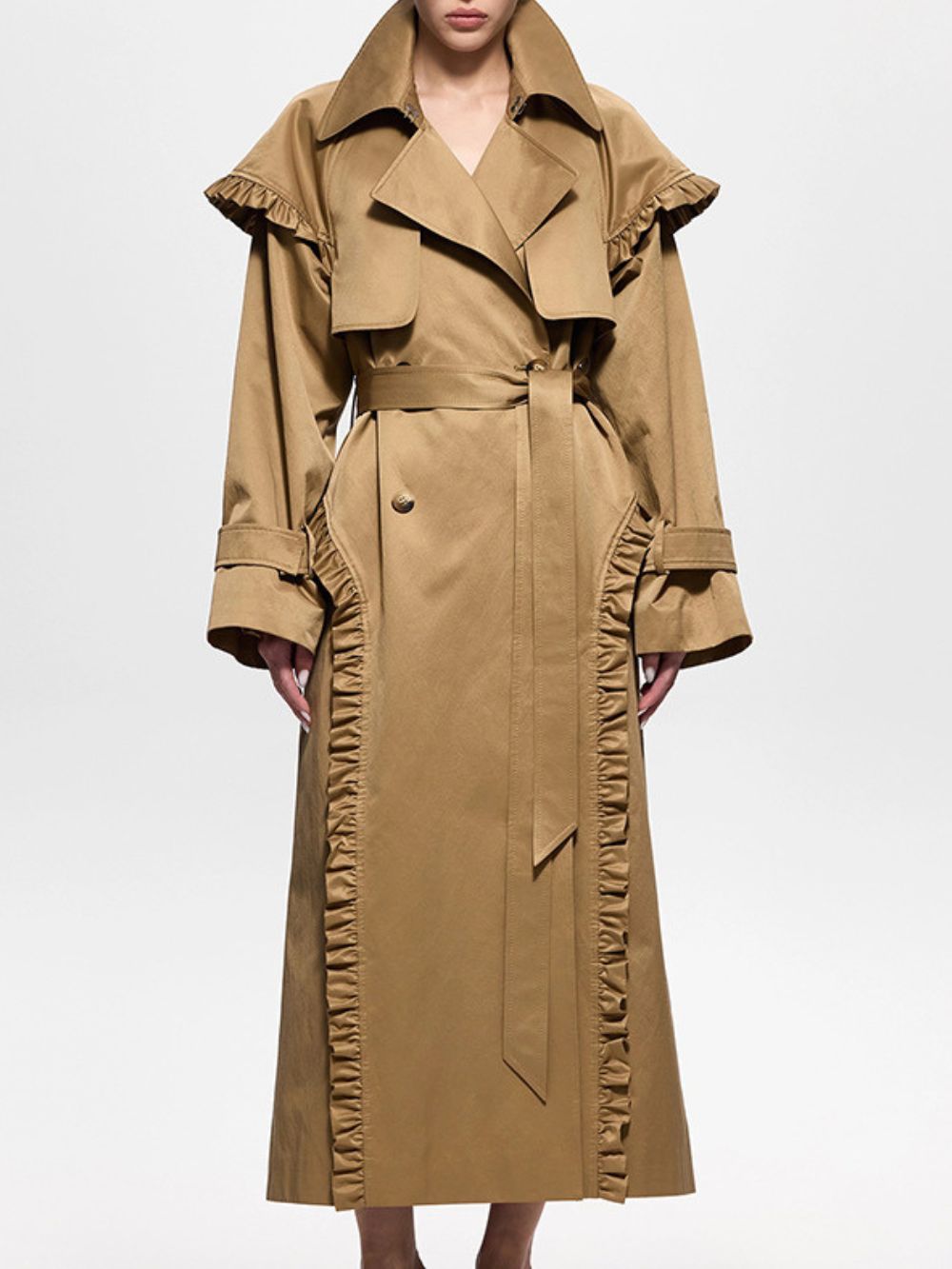 Mulan Khaki Long Trench Coat