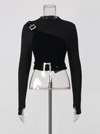 Mishka Black Belt Top