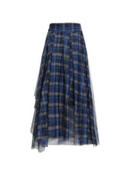 Monet Blue Checkered Skirt