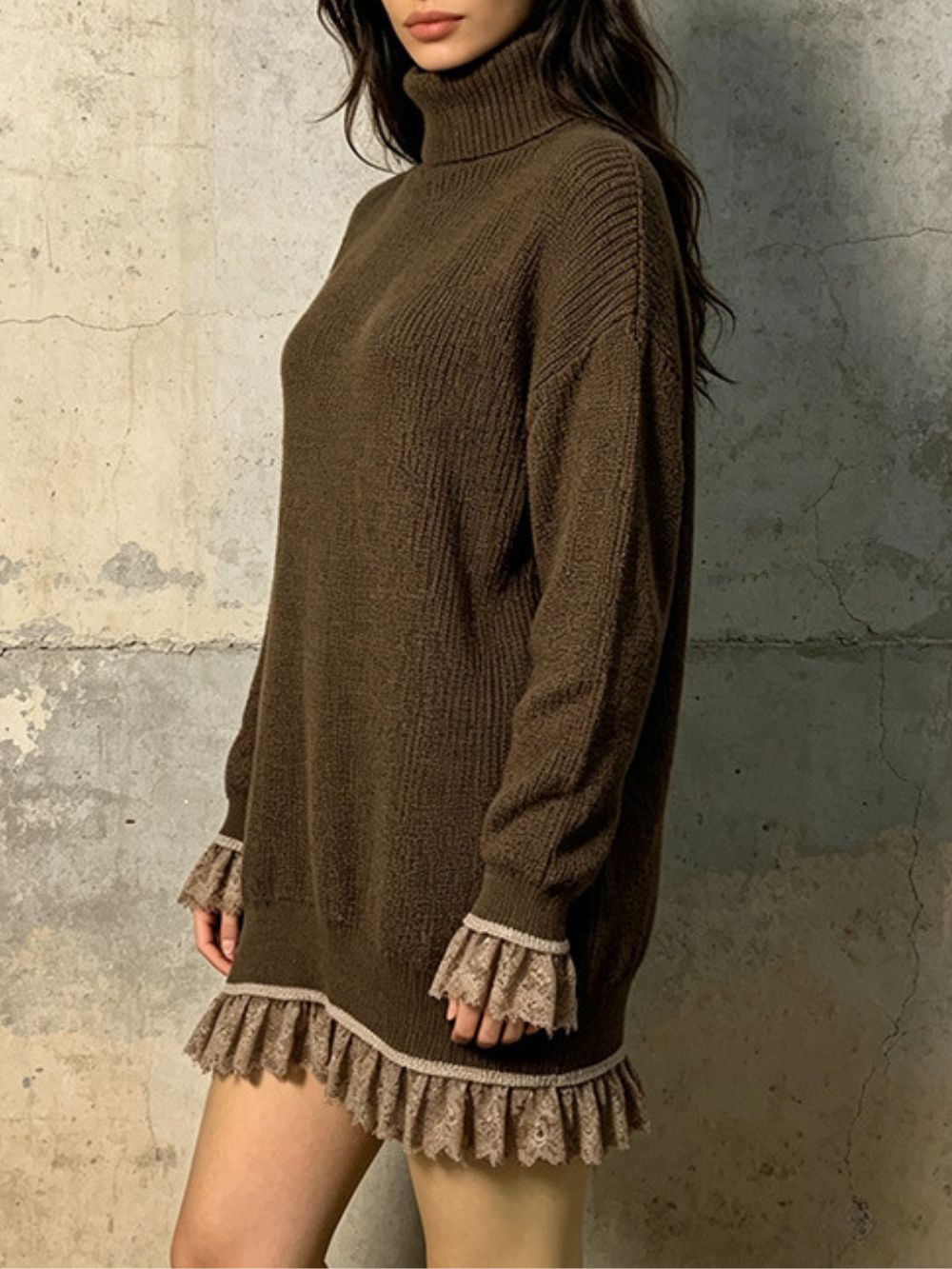 Mitra Knitted Long-Sleeved Lace Sweater