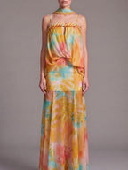 Myla Yellow Spaghetti Printed Maxi Dress