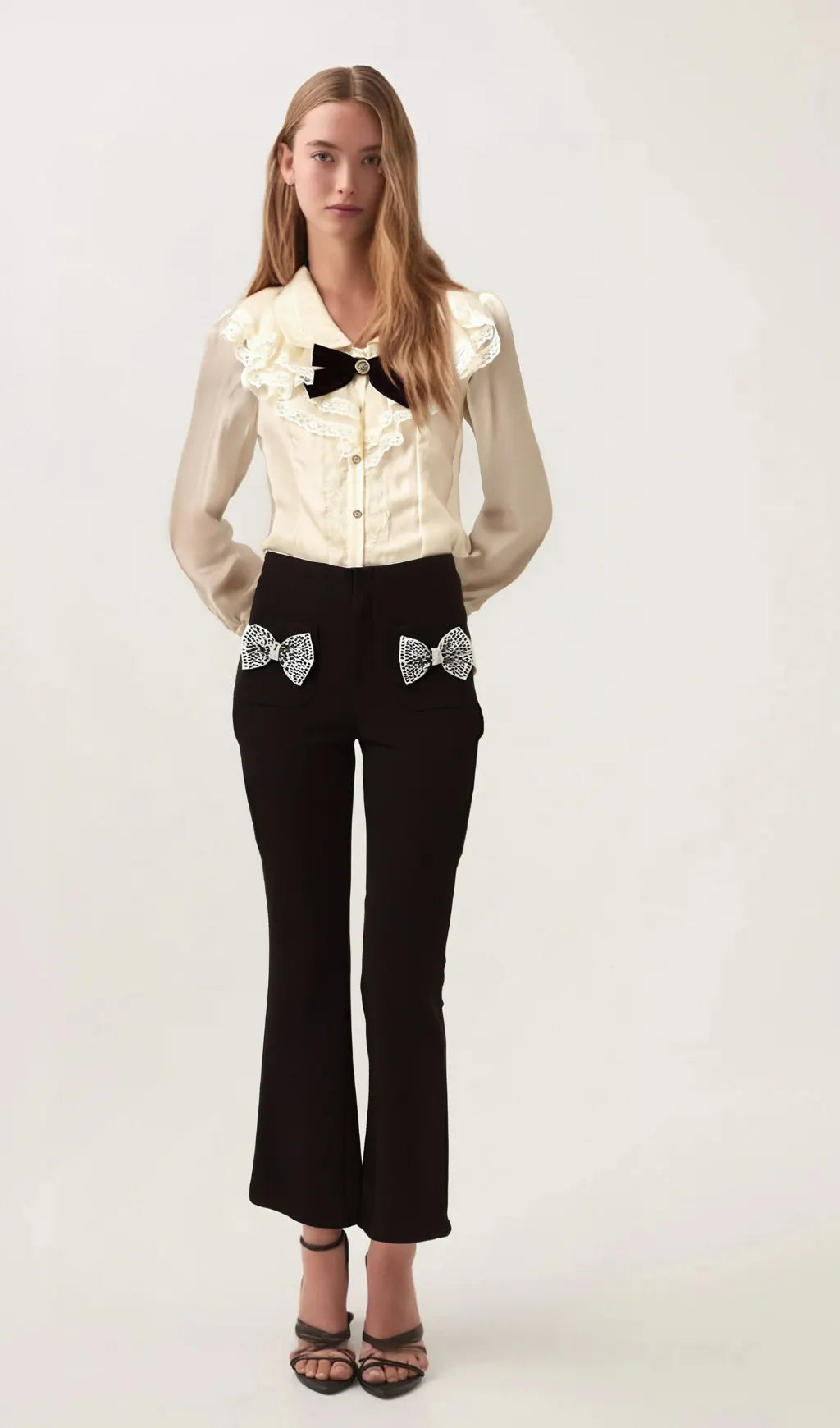 Gelsomina bow-embellished flared trousers Flowering Girl