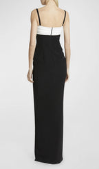 Etoile Black White Patchwork Slit Maxi Dress Flowering Girl