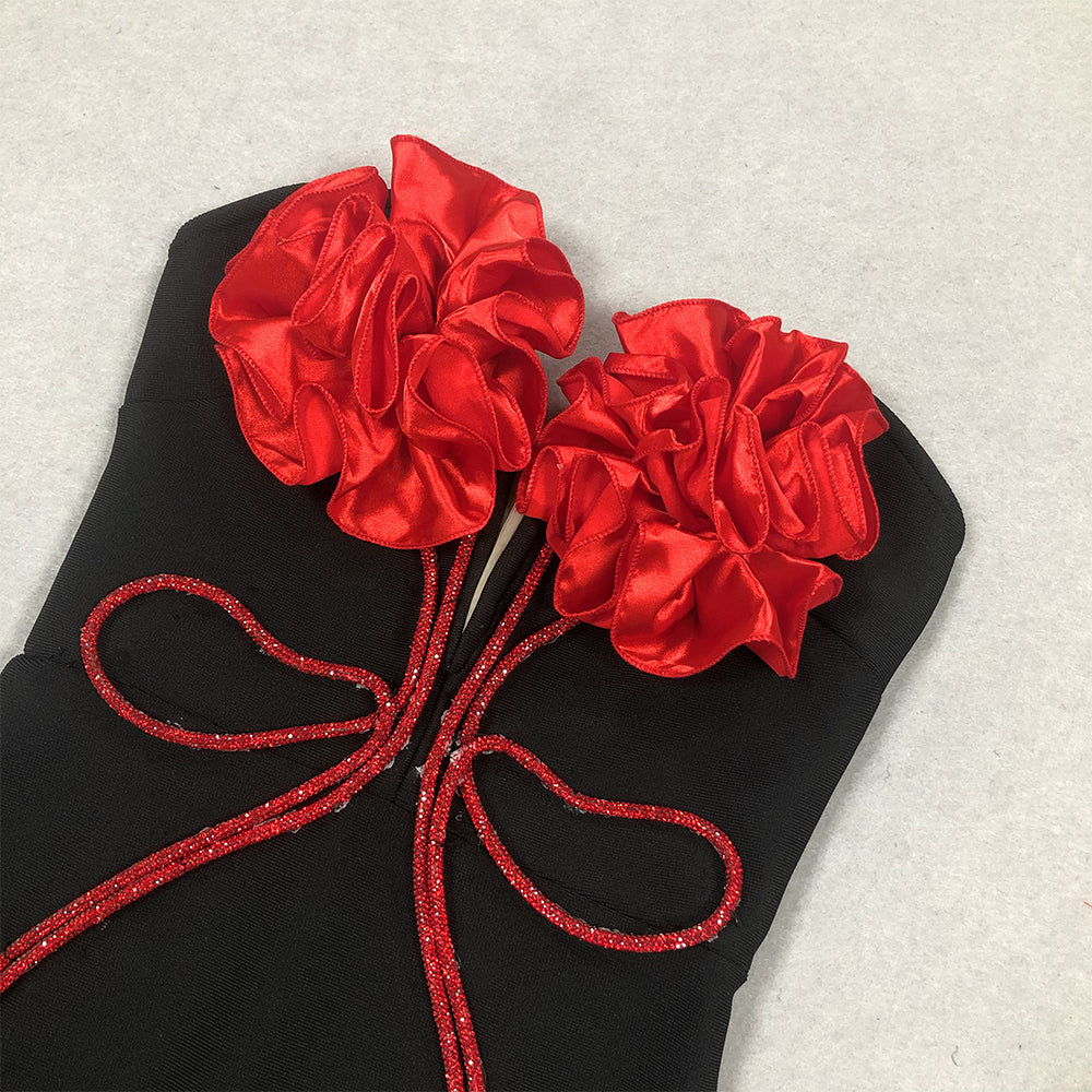 Anevay Black Flower Bandage Maxi Dress Flowering Girl