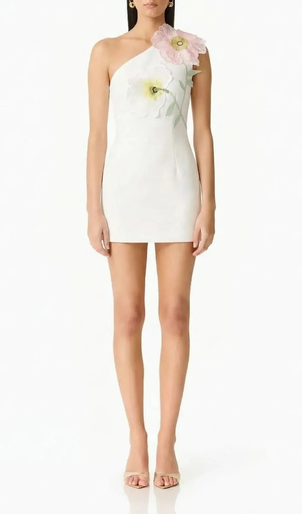 Kemi One-Shoulder Embroidery Flower Mini Dress Flowering Girl