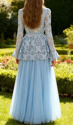 Ionut Long Sleeve Butterfly Mesh Two-Piece Set Flowering Girl