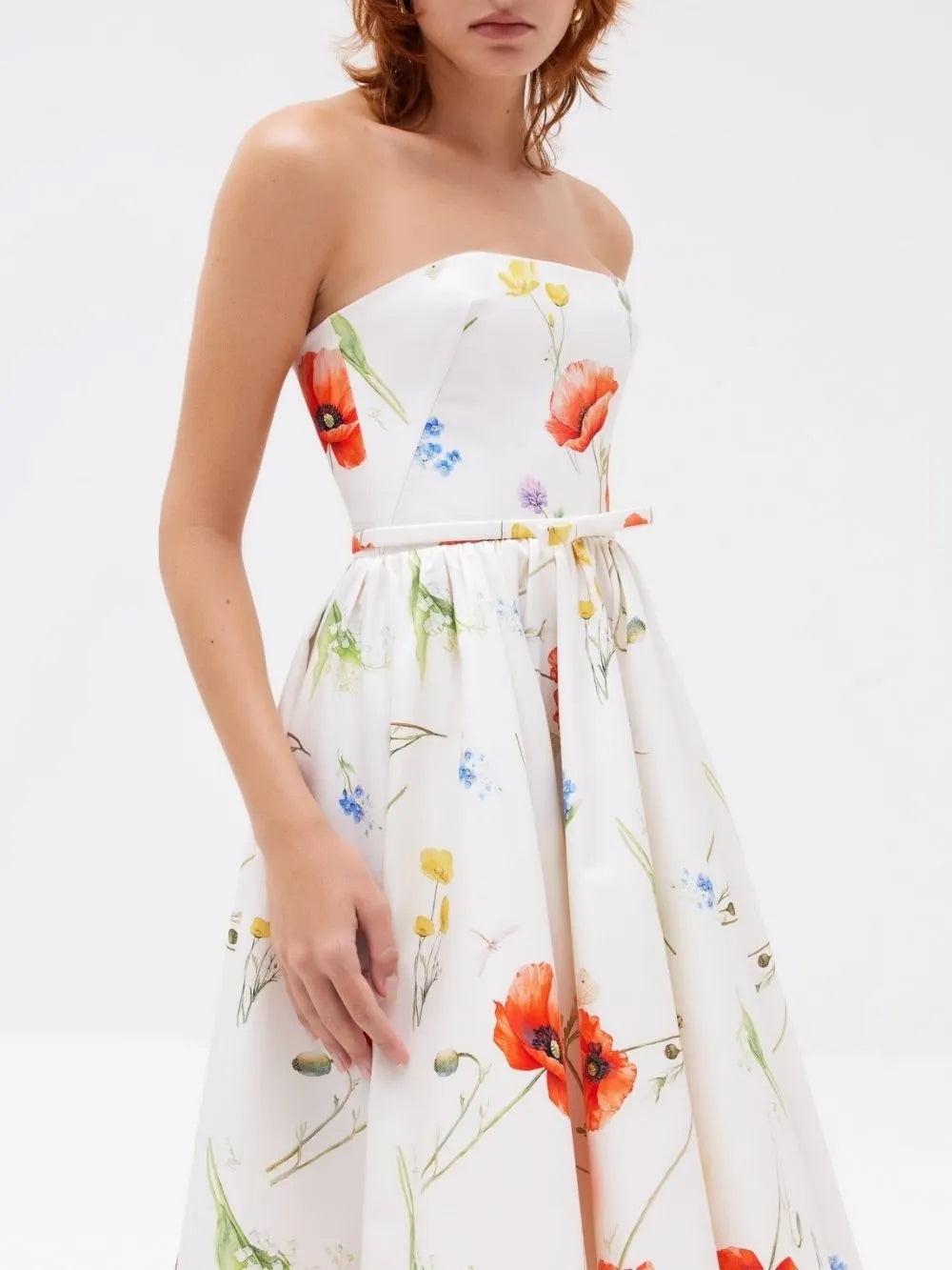 Manjit Strapless Floral Midi Dress Flowering Girl