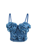 Denim Top With Roses Flowering Girl