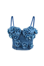 Denim Top With Roses Flowering Girl