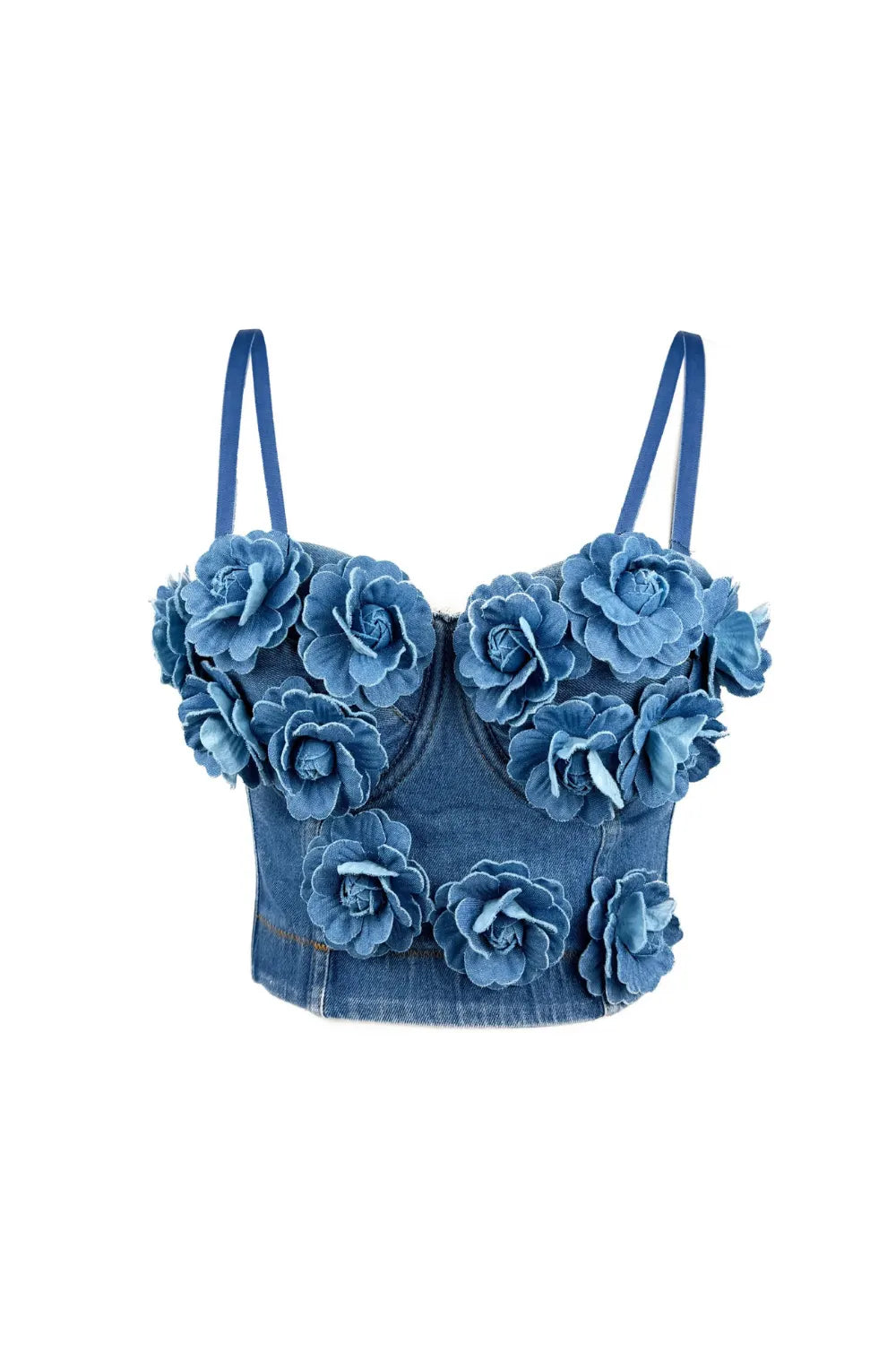 Denim Top With Roses Flowering Girl