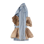 Patchwork Ruffle Denim Tunic Coat Flowering Girl
