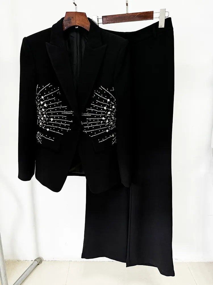 Clarice Black Crystal Blazer Set Flowering Girl