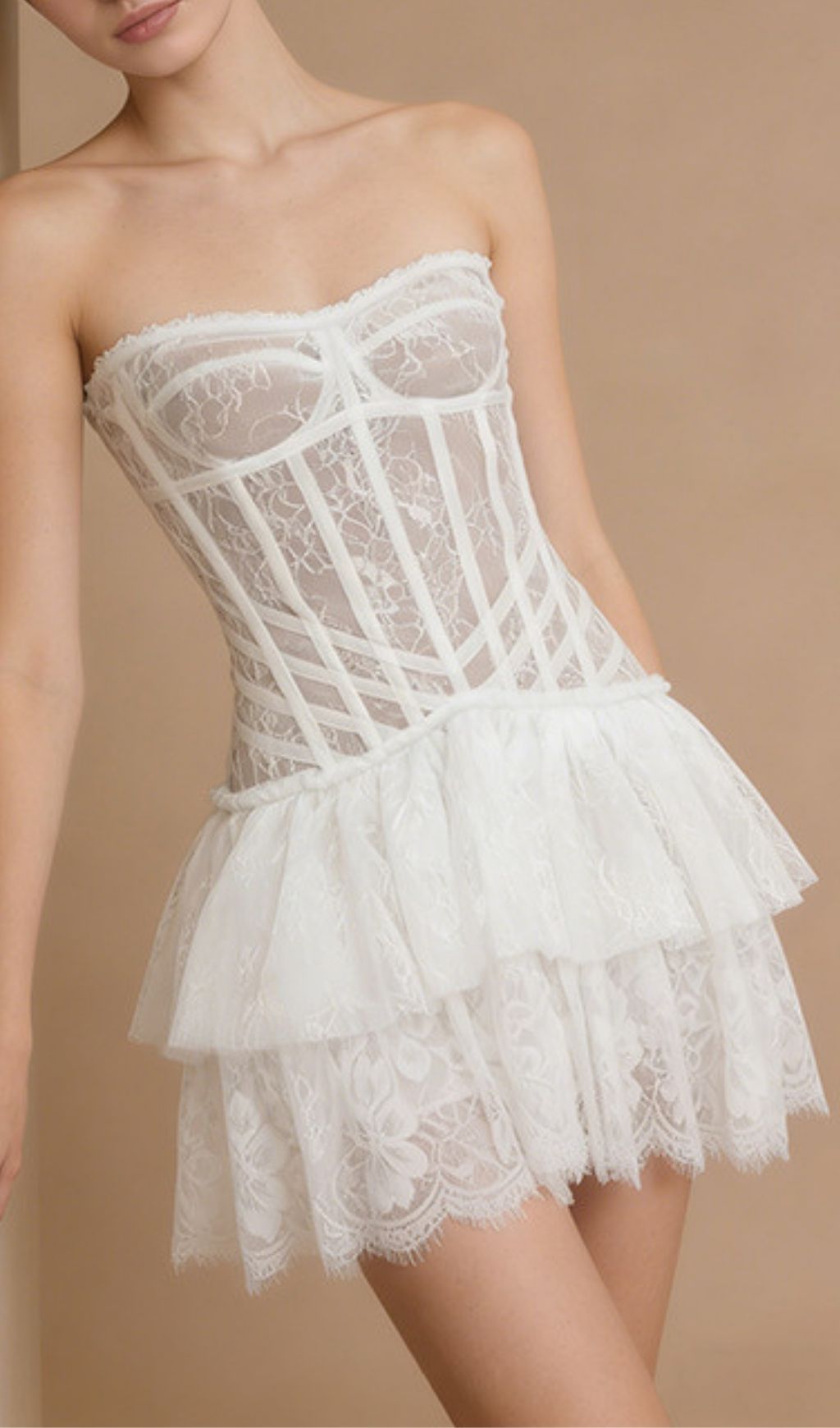 Keona Strapless Lace Mini Dress Flowering Girl