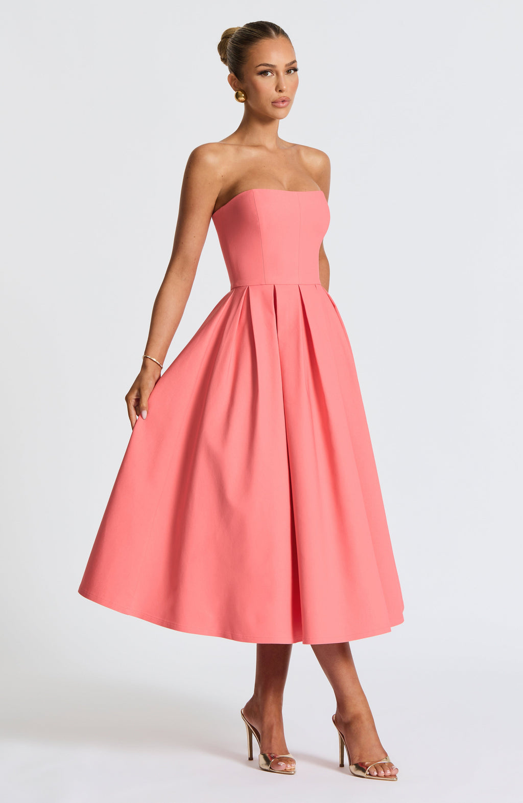 Edith Midi Dress - Coral Pink Flowering Girl