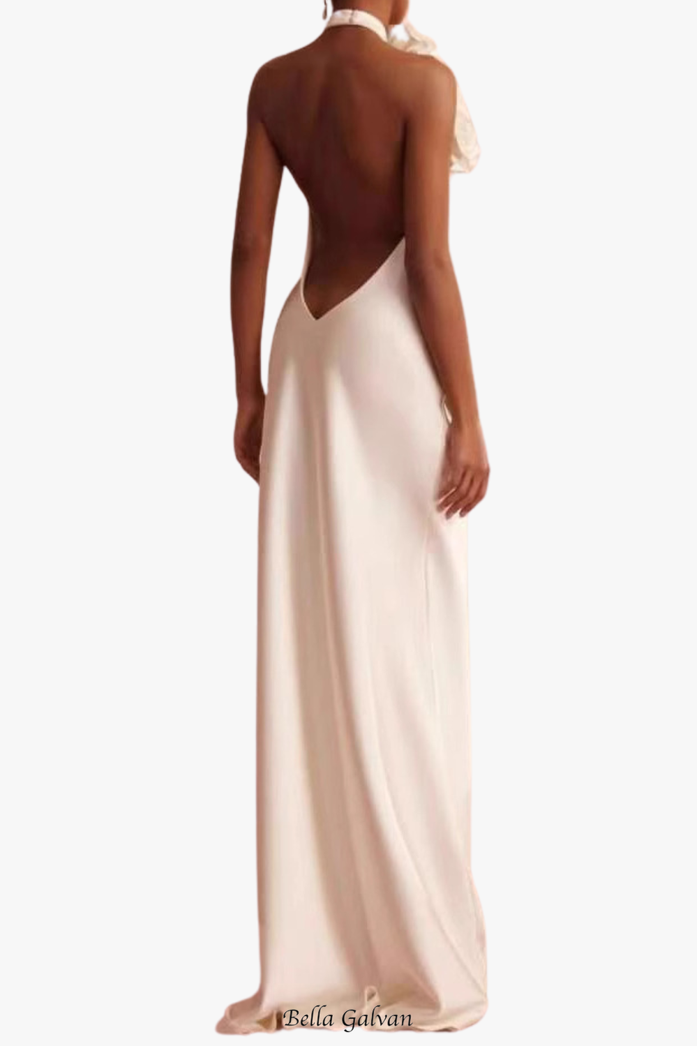 sherry Halterneck Floral Applique Maxi Dress in white Flowering Girl