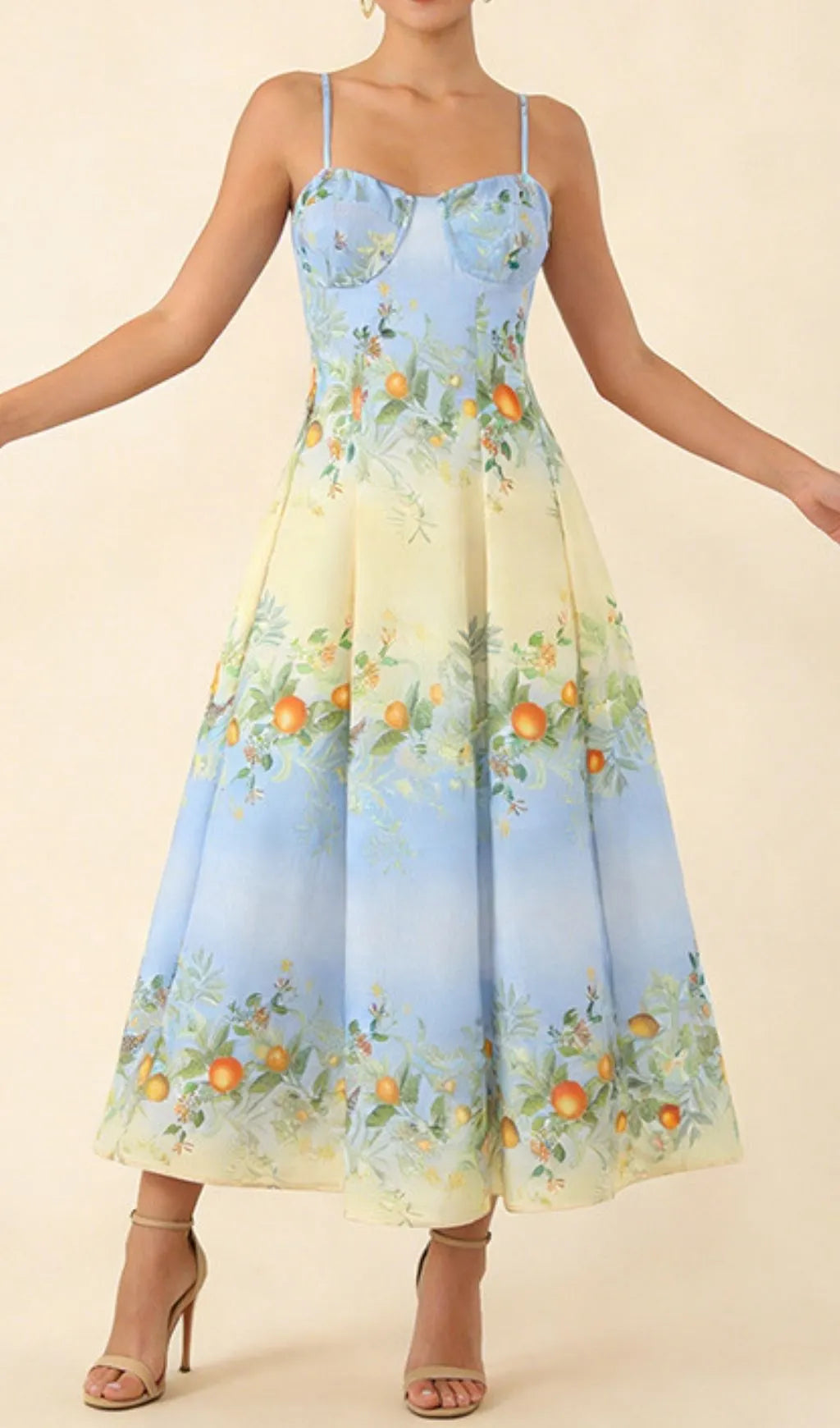 Kevina Strappy Floral Midi Dress Flowering Girl