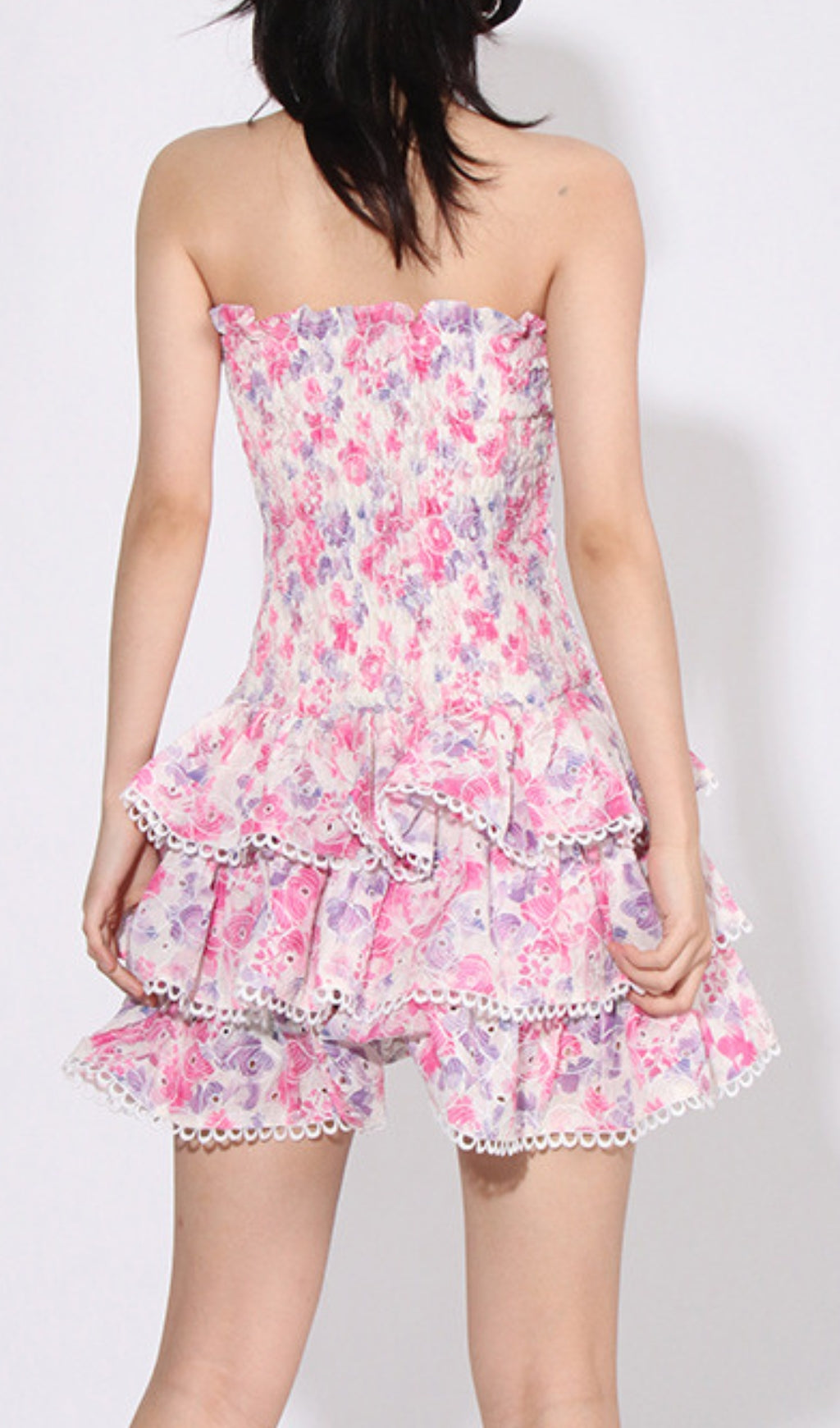 Aglaea Pink Floral Ruffle Mini Dress Flowering Girl