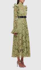Adora Olive Lace Sleeve Midi Dress Flowering Girl