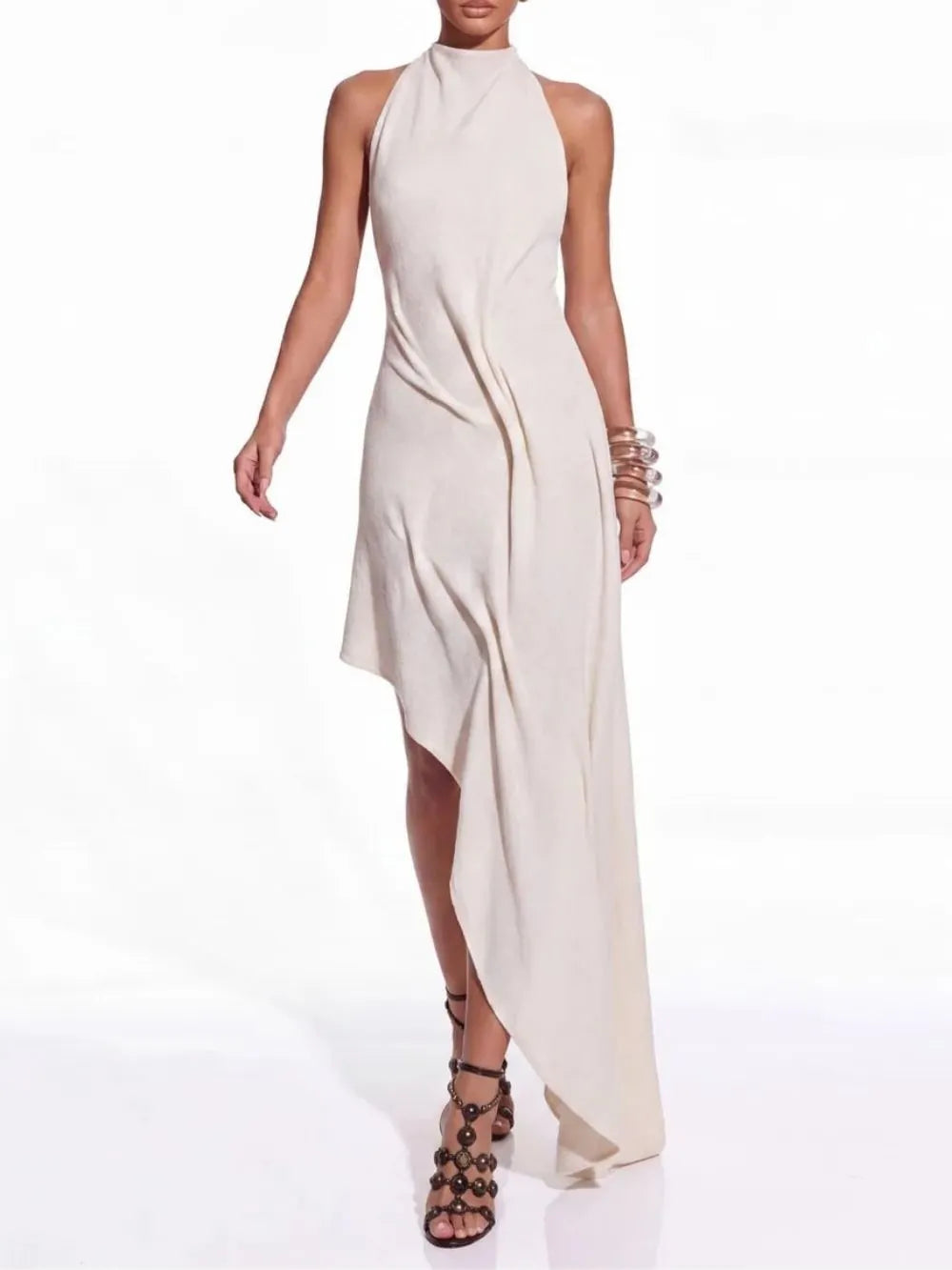 Raviel Sleeveless Asymmetric Knit Dress Flowering Girl
