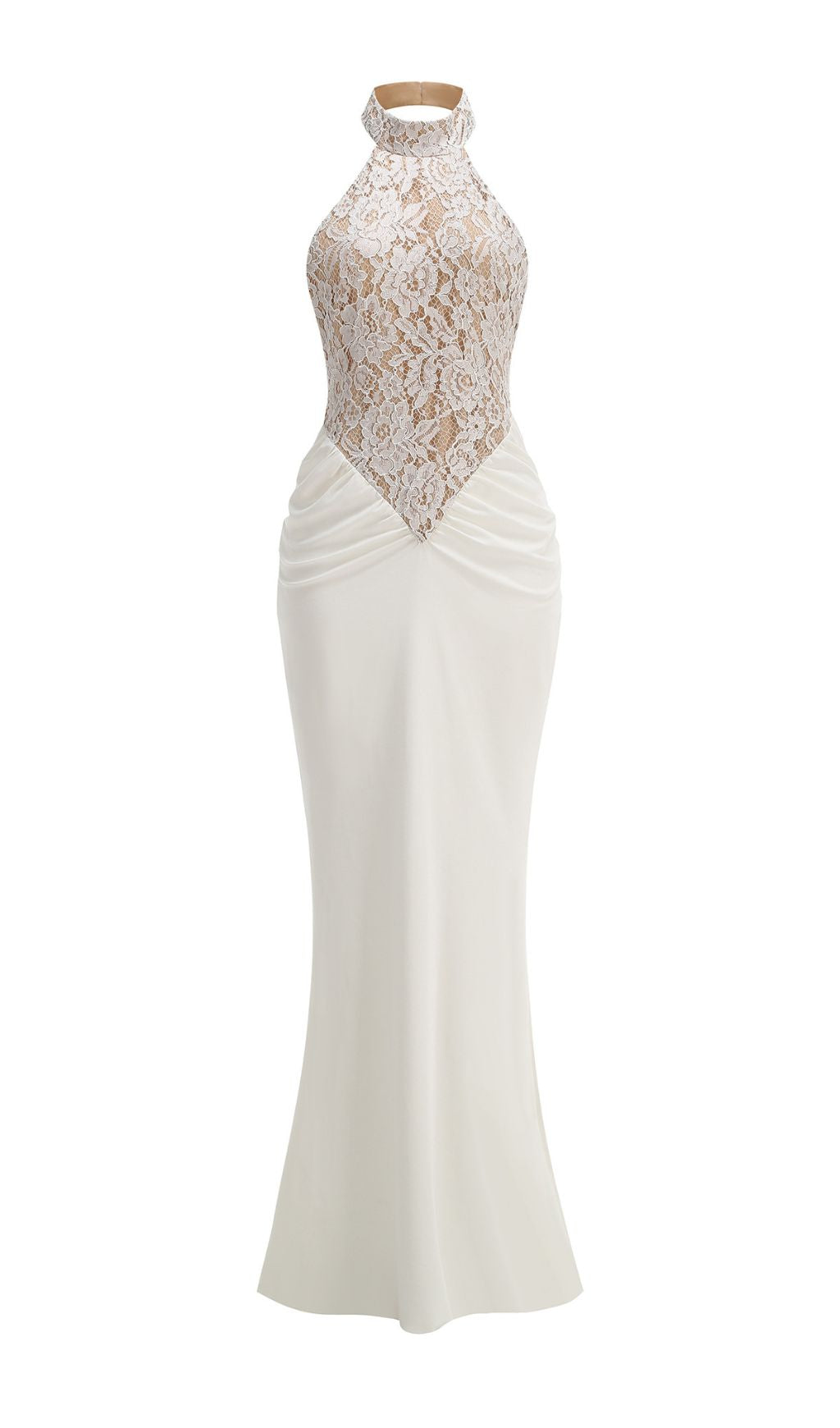 Halina White Halter Lace Maxi Dress Flowering Girl