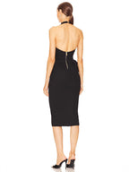 Rise Textured Halter Midi Dress in black Flowering Girl