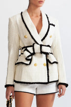 Mishka Breasted Tweed Jacket - White Flowering Girl