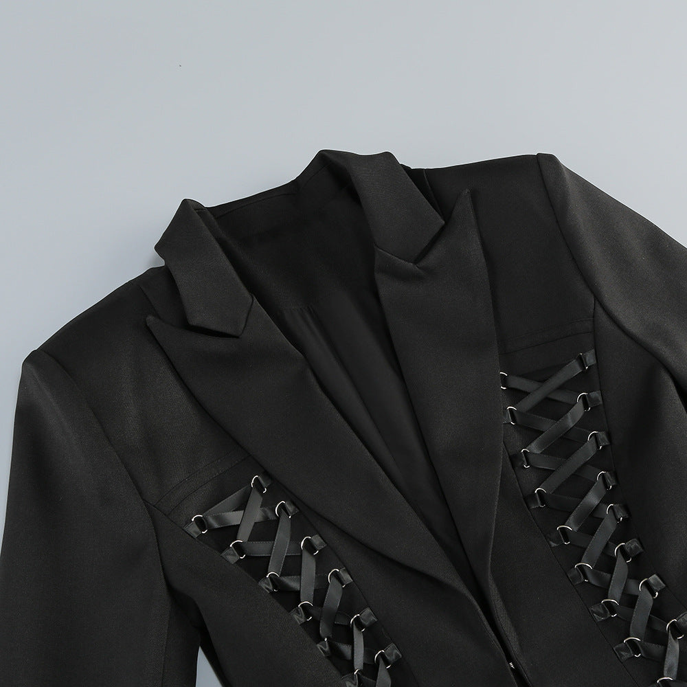 Ishan Black Lace-up Blazer Dress Flowering Girl